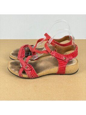 Taos Trulie Ankle Strap Sandals Womens 8/8.5 EU 39 Red Hook and Loop Adjustable